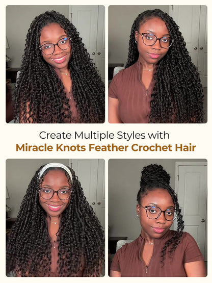 Chic Luxe Hair Pre-Separated Crochet Human Hair Miracle Knots Vibes Curly Extensions For Knotless Boho Crochet Hair | Natural Black| 100% Human Hair |100 Strands per pack (100g) | Usually 2-3 Packs For A Full Head