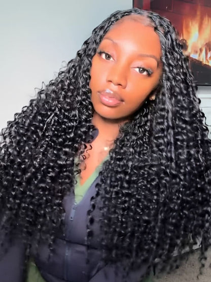 Chic Luxe Hair Crochet Human Hair Burmese Curly Extensions Pre-Separated Hair Miracle Knots Vibes, Knotless Braids, Boho Braids | Natural Black| 100% Human Hair |100 strands per pack (100g) | Usually 2-3 Packs For A Full Head