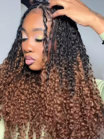 Chic Luxe Hair T1B/33 Brown Ombre Color Burmese Curl Human Hair Extensions Pre-Separated Hair Miracle Knots Vibes, Knotless Braids, Boho Braids | Natural Black| 100% Human Hair |100 strands per pack (100g) | Usually 2-3 Packs For A Full Head