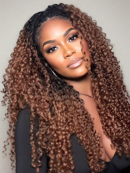 Chic Luxe Hair T1B/33 Brown Ombre Color Burmese Curl Human Hair Extensions Pre-Separated Hair Miracle Knots Vibes, Knotless Braids, Boho Braids | Natural Black| 100% Human Hair |100 strands per pack (100g) | Usually 2-3 Packs For A Full Head
