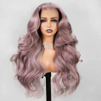 Ash Purple 6x5 Pre-Cut Glueless & 13x4 Lace Front Wigs Rose Gold Hair Color Frontal Wigs Human Hair