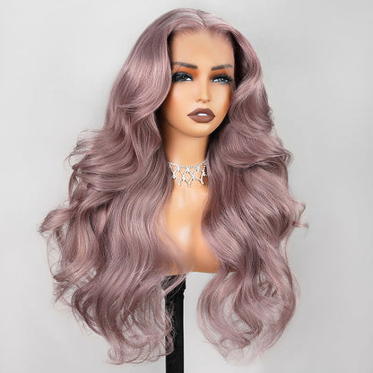 Ash Purple 6x5 Pre-Cut Glueless & 13x4 Lace Front Wigs Rose Gold Hair Color Frontal Wigs Human Hair