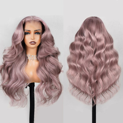 Ash Purple 6x5 Pre-Cut Glueless & 13x4 Lace Front Wigs Rose Gold Hair Color Frontal Wigs Human Hair