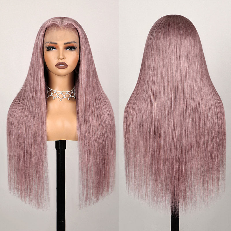 Ash Purple 6x5 Pre-Cut Glueless & 13x4 Lace Front Wigs Rose Gold Hair Color Frontal Wigs Human Hair