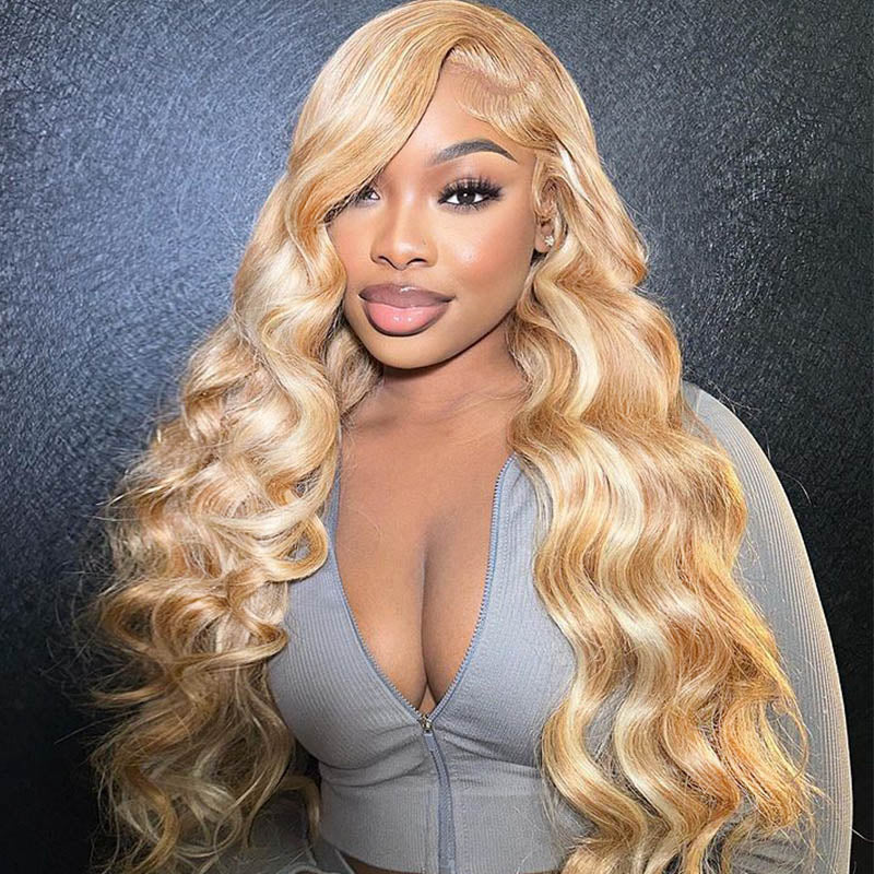 #P27/613 Blonde Highlight 6x5 Wear Go Glueless Wigs 13x4 Body Wave Honey Blonde Wig With Blonde Highlights-Human hair wig-Chic Luxe Hair