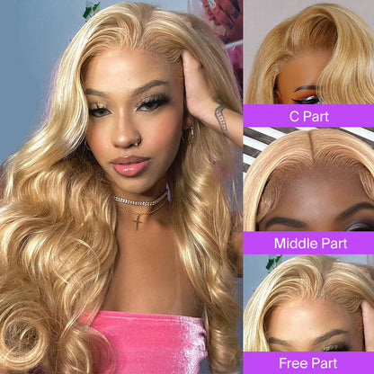 #P27/613 Blonde Highlight 6x5 Wear Go Glueless Wigs 13x4 Body Wave Honey Blonde Wig With Blonde Highlights-Human hair wig-Chic Luxe Hair