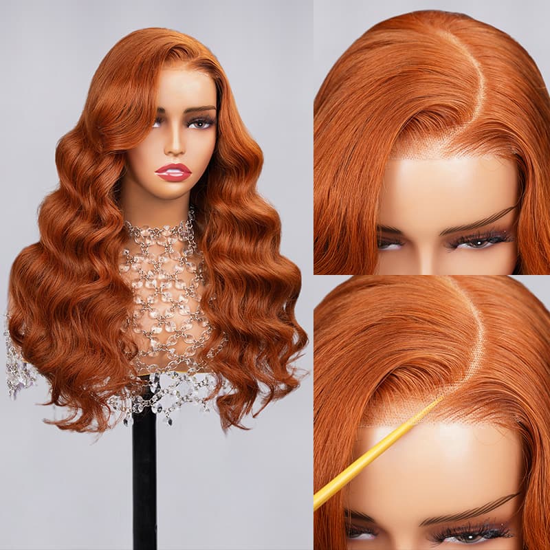 6x5 Wear Go #30 Copper Ginger Loose Body Wave Light Auburn 3D DOME Cap Wear Go C Part Glueless Mini Knots Pre-plucked Hair Pre-cut Lace Wig-Human hair wig-Chic Luxe Hair