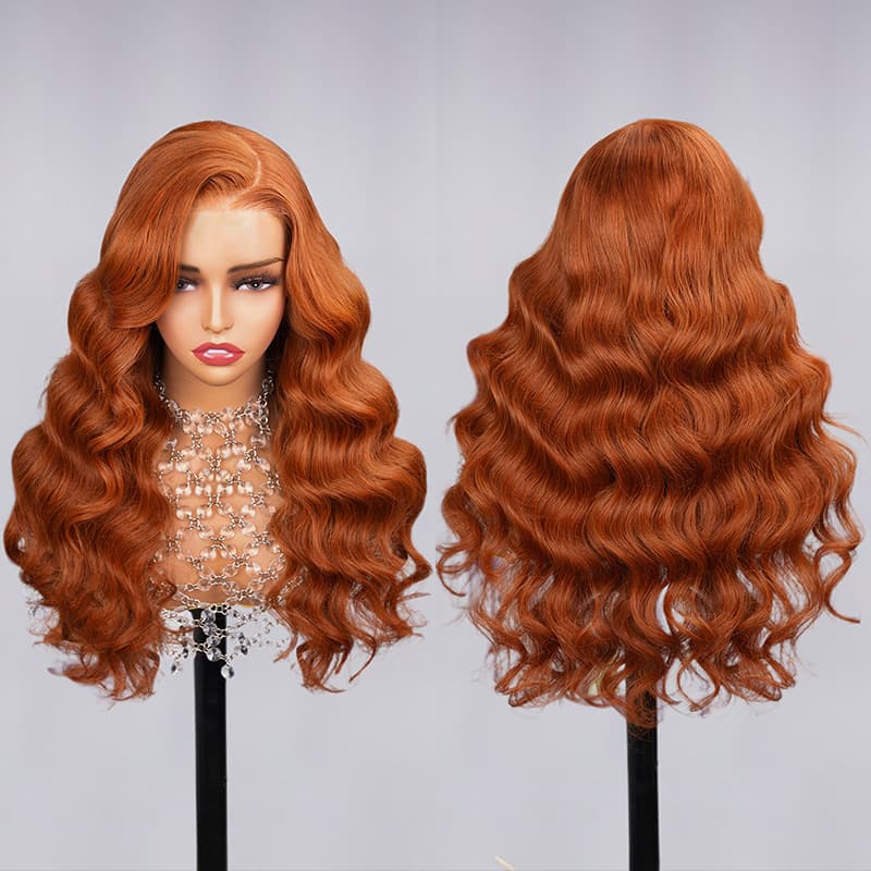 6x5 Wear Go #30 Copper Ginger Loose Body Wave Light Auburn 3D DOME Cap Wear Go C Part Glueless Mini Knots Pre-plucked Hair Pre-cut Lace Wig-Human hair wig-Chic Luxe Hair