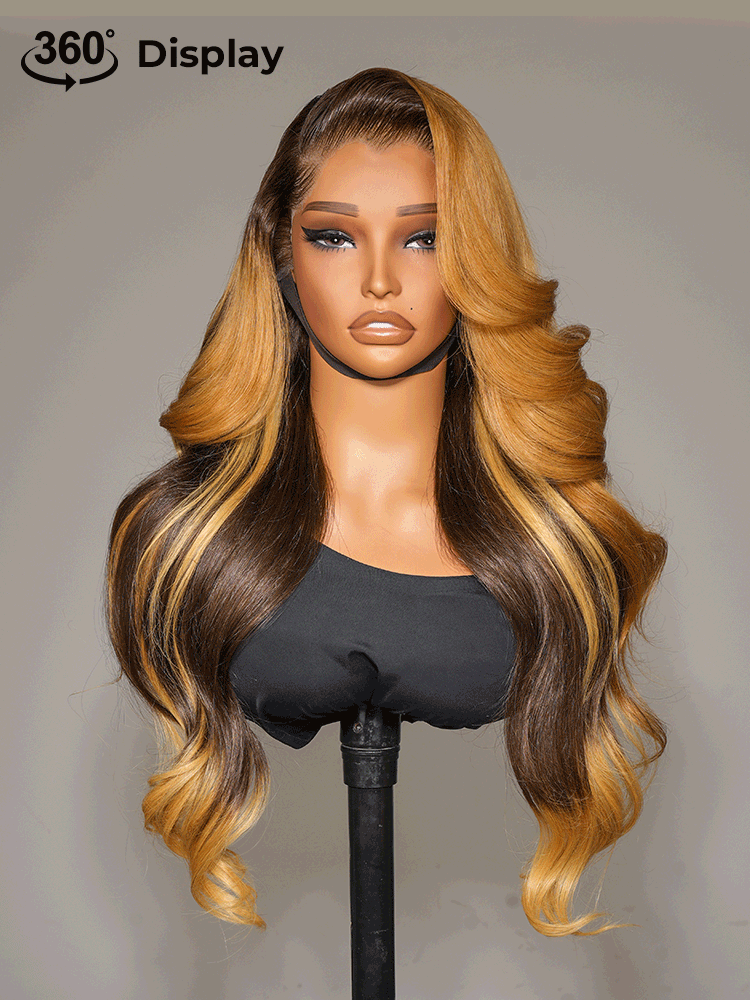 Highlights Body Wave Amber Cocoa M Hairline With Widow's Peak 13x6 Lace Wig
