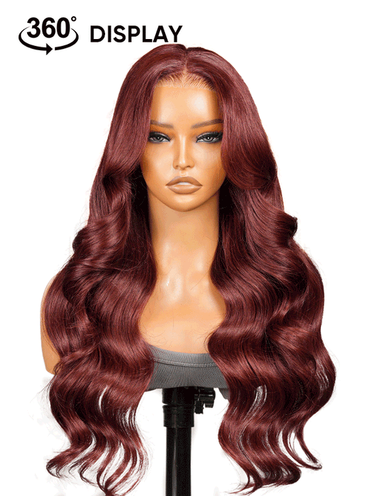 Chic Luxe Hair Single Donor Raw Vietnamese Angora Red Wavy Wig | 13x6 Frontal | Layered Cuts | 250%