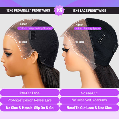 Women Human Hair Wigs Glueless Lace Front Wear Go Wavy Long Short Wig UK