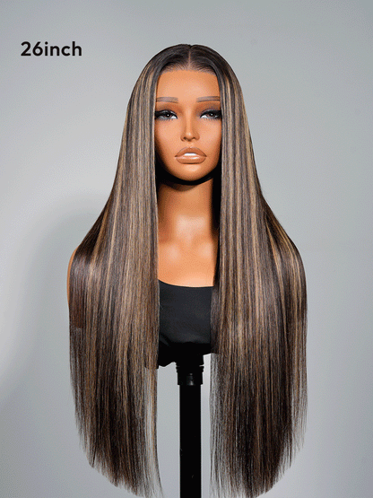 Single Donor Raw Vietnamese Human Hair Glueless Lace Front Highlight Balayage Piano 250% Density Wig