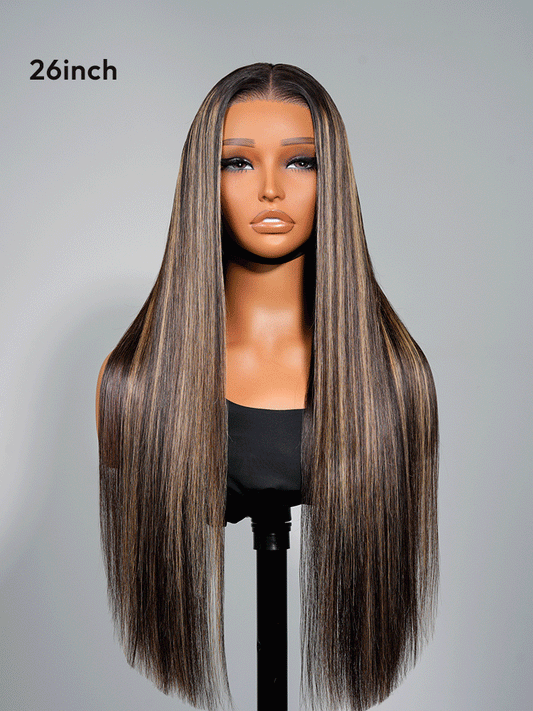 Single Donor Raw Vietnamese Human Hair Glueless Lace Front Highlight Balayage Piano 250% Density Wig