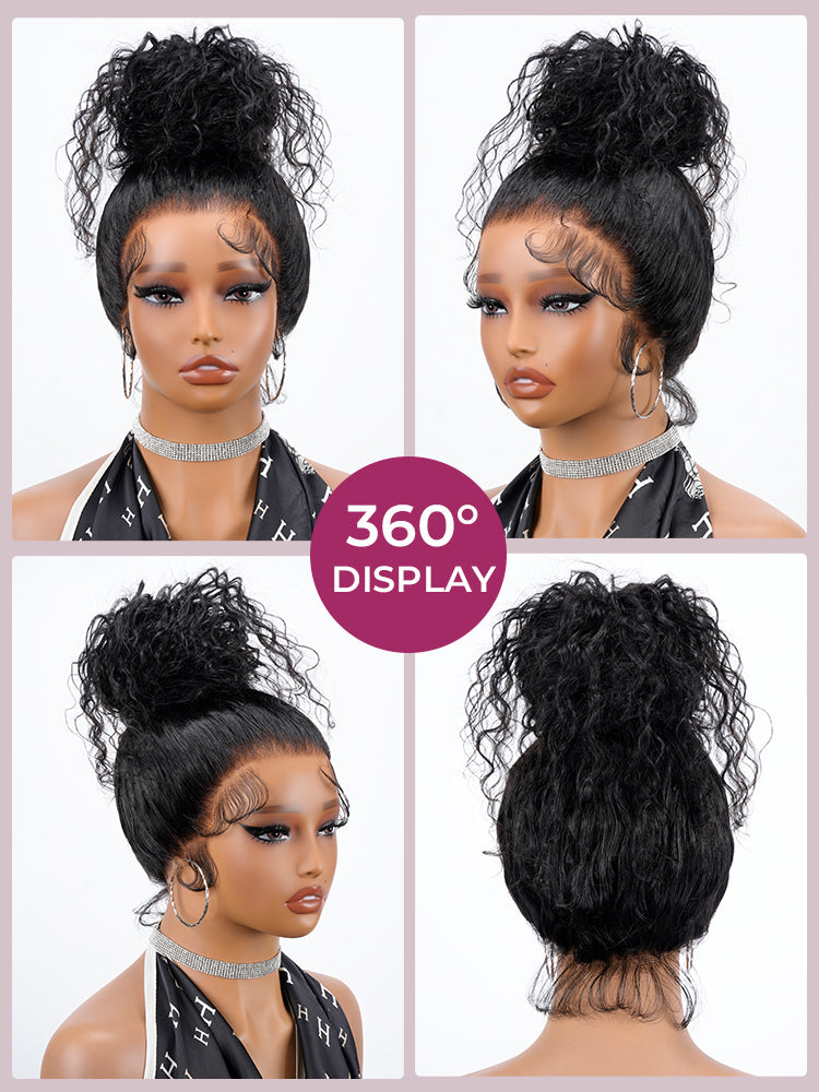 Chic Luxe Hair Glueless Invisi-Drawstring Flexible Fit 360 Lace Frontal Water Wave Wig | 100% Human Hair