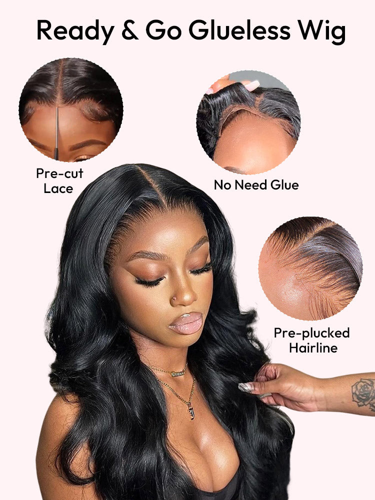 Glueless Ready To Go Wigs - Body Wave Pre-Cut HD Undetectable Lace Pre-Bleached Closure