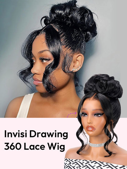 Chic Luxe Hair Body Wave Invisi Drawstring Snug Fit 360 Lace Wig | Pre-Max Throw On&Go | 100% Human Hair
