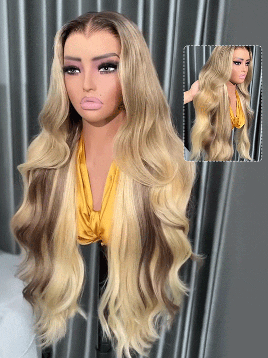 Lagos M Hairline Pre-Styled Ready To Wear Wavy Ash Blonde 250% Glueless Wig