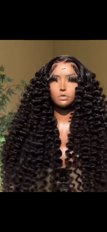 50inch Vietnamese Single Donor Raw Human Hair Glueless Lace Front Pre Styled Loose Wave Wand Curl 300% Full Density Wig