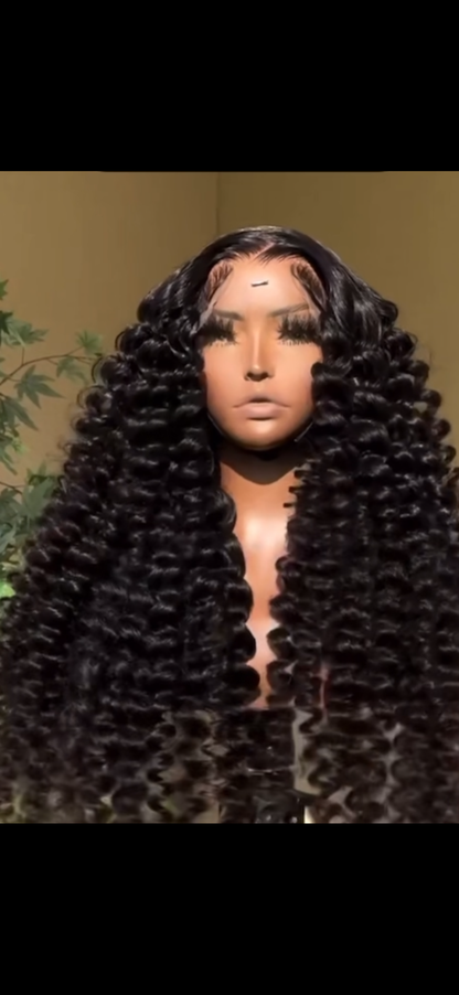 50inch Vietnamese Single Donor Raw Human Hair Glueless Lace Front Pre Styled Loose Wave Wand Curl 300% Full Density Wig