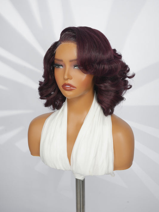 Glueless Pre Styled Ready To Wear Curly Short Bob Human Hair Lace Front Wig 250%