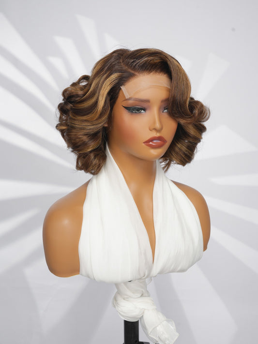 Glueless Pre Styled Ready To Wear Curly Short Bob Human Hair Lace Front Wig 250%