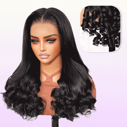 13x6 Three-Go™ Glueless Wig Straight Hair With Spiral Curly Ends With Drawstring Hold Curls Well With Spiral Curls