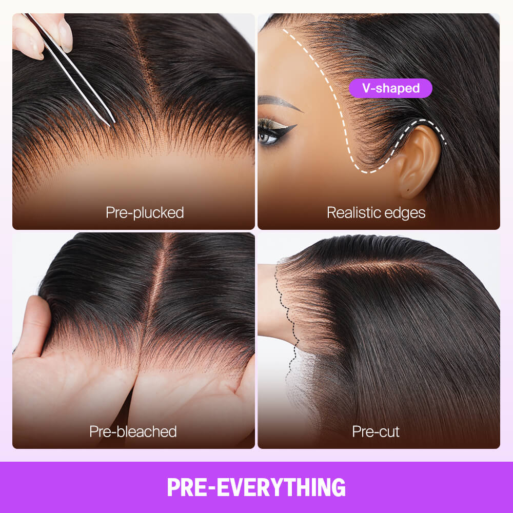 13x6 Three-Go™ Glueless Wig Straight Hair With Spiral Curly Ends With Drawstring Hold Curls Well With Spiral Curls