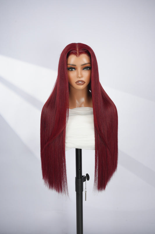 Chic Luxe Hair M Hairline 99J Burgundy Bone Straight Lace Front Glueless Wig | 100% Human Hair | 250% Density