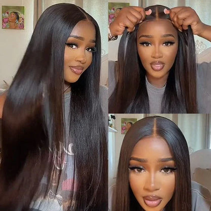 Pre Cut Lace Glueless 6X5 HD Lace Wig Body Wave/Straight Human Hair Wear And Go Wig