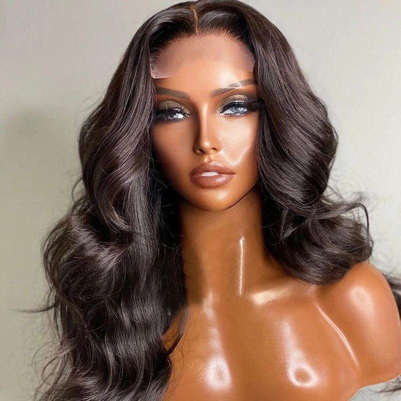 Luxury virgin human hair wig with deep waves, glueless lace front, pre-styled for effortless glam