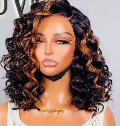 Chic Luxe Hair Bouncy Curly Bob Wig | HD Lace Front | Pre-Styled | 100% Human Hair