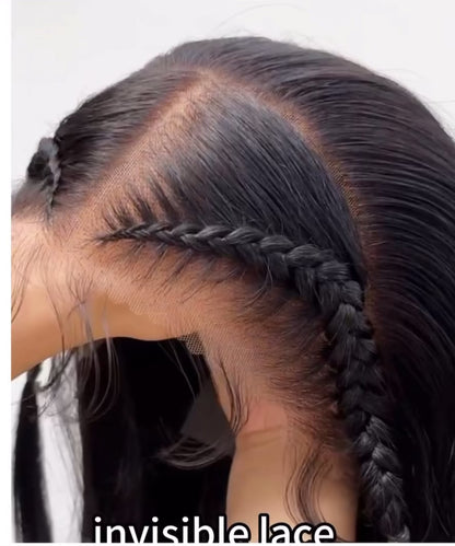 Human Hair Wigs Glueless Pre Styled Braided Ready To Wear Lace Front Bob Wig