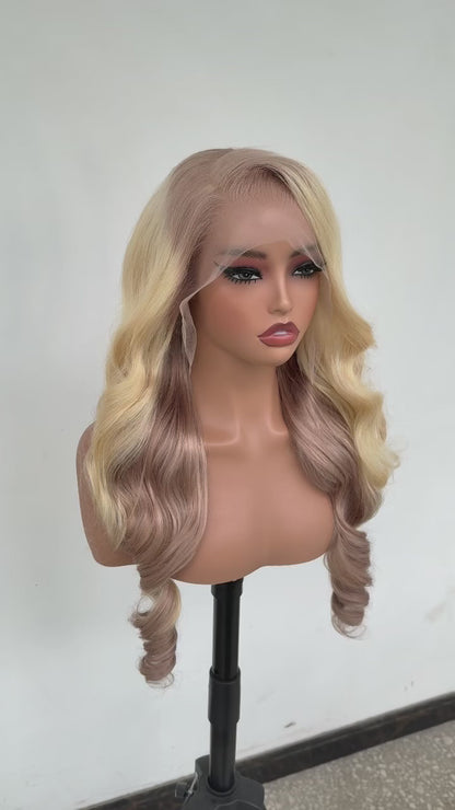 Ready To Wear Wavy Human Hair Glueless  250% Density  Wig Custom Colour