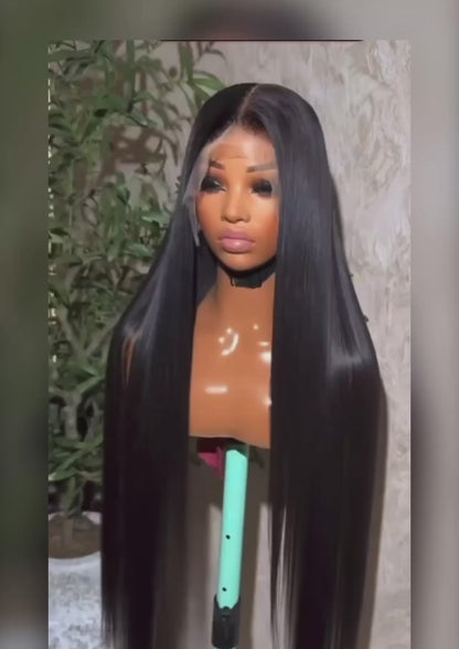 Super Long 50inch 300% Density Natural Black 13x6 HD Lace Front Wig Human Hair