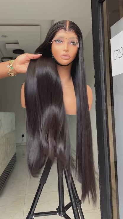 Raw Vietnamese SDD Bone Straight Glueless Lace Front Wig 300% Density 30inch Wig