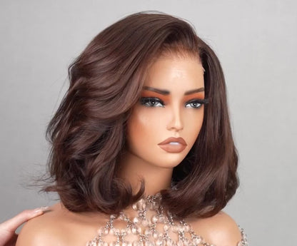 Chic Luxe Hair Full Wavy Glueless Wear Go Lace Front Short Bob Wig | 250% Density | 100% Human Hair