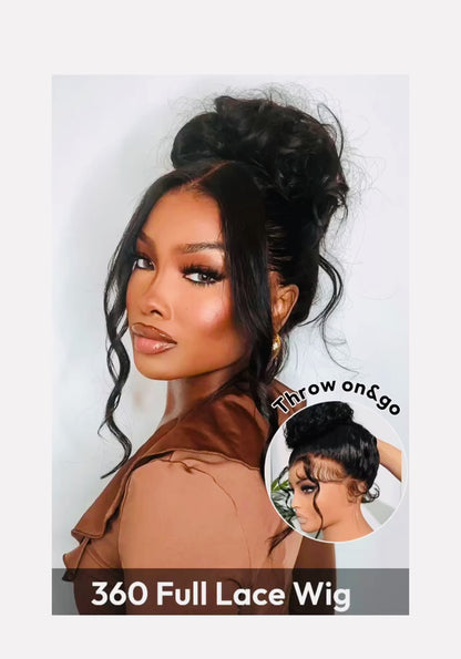 Glueless Ready To Wear 360 Lace Front Human Hair Wigs  Pre Styled Women Wig