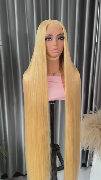 Super Long 50inch 300% Density Blonde 13x6 HD Lace Front Wig Human Hair