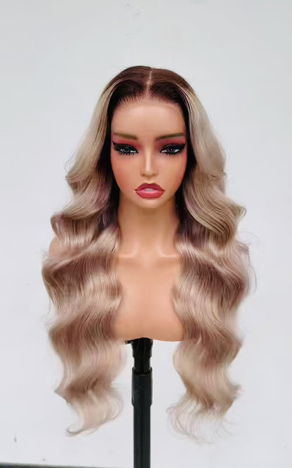 Ready To Wear Wavy Human Hair Glueless  250% Density  Wig Custom Colour