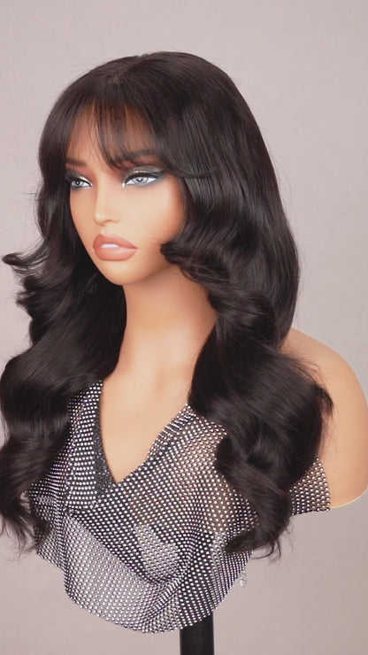 Chic Luxe Hair Glueless Ready To Wear Layered Cut With Bangs Wig | 100% Human Hair | 250% Density