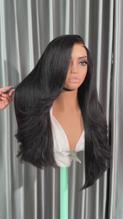 Chic Luxe Hair Pre-Styled Side Part Light Yaki Straight 5x7 Glueless Lace Wig | With Layers | 100% Human Hair