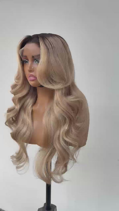 Ready To Wear Wavy Human Hair Glueless  250% Density  Wig Custom Colour