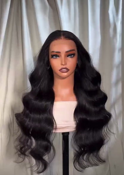 Women Human Hair Wigs Glueless Transparent Full Lace Front Wavy Long Wig