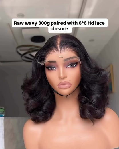Raw Vietnamese SDD Bouncy Curly Glueless Lace Front Wig 300% Density Wig M-Hairline