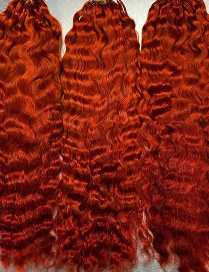 Chic Luxe Hair Crochet human hair For Crochet Styles Boho Braiding | Burnt Orange | 100% Human Hair |100 strands per pack (100g) | Usually 2-3 Packs For A Full Head