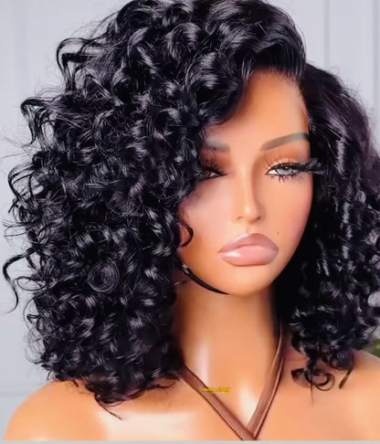 Chic Luxe Hair Glueless Bouncy Curly Pre-Styled Ready To Wear Bob HD Lace Front Wig | 100% Human Hair | 250% Full