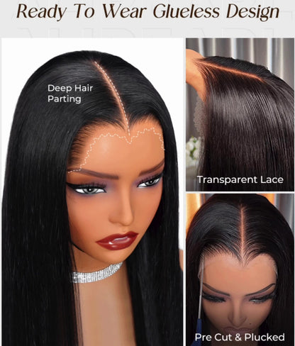 Chic Luxe Hair Ready To Go M Hairline Bine Straight 6x8 Lace Front Wig With Drawstring | 250% Density