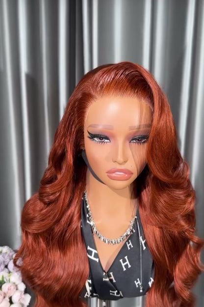Chic Luxe Hair Glueless Ready To Wear Layered Cut Wavy Wig | Orange | 100% Human Hair | 250% Density