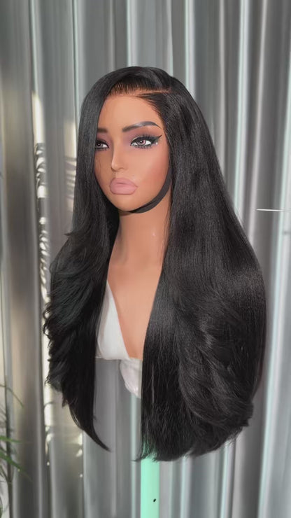 Chic Luxe Hair Pre-Styled Side Part Light Yaki Straight 5x7 Glueless Lace Wig | With Layers | 100% Human Hair
