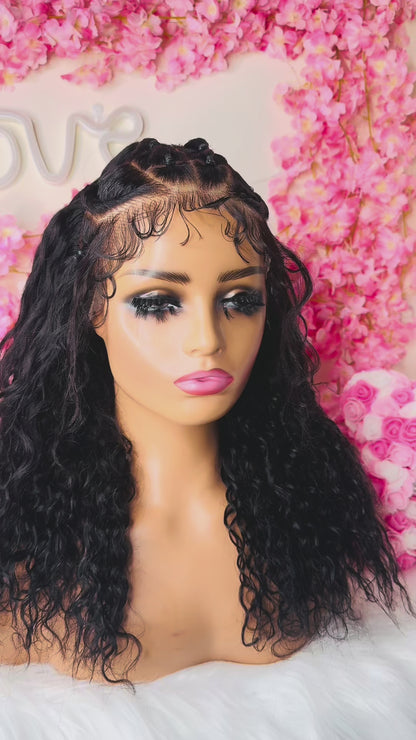 Chic Luxe Hair Box Braids With Flat Twists 13×6 Water Wave Wig | 100% Human Hair | 250% Density